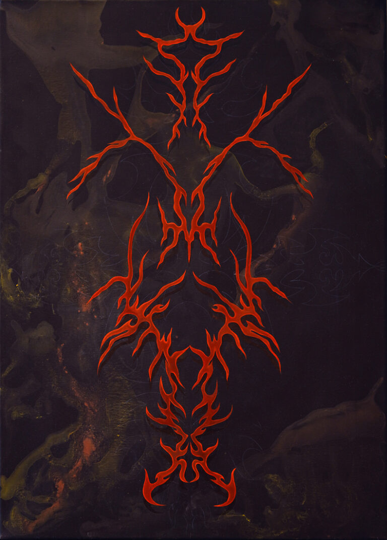 Rytual, akryl i olej na płótnie, 50x70cm, 2022