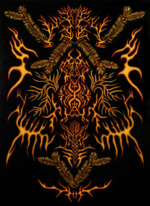 Picea abies z cyklu Solastalgia, akryl na płótnie, 250x180cm, 2024